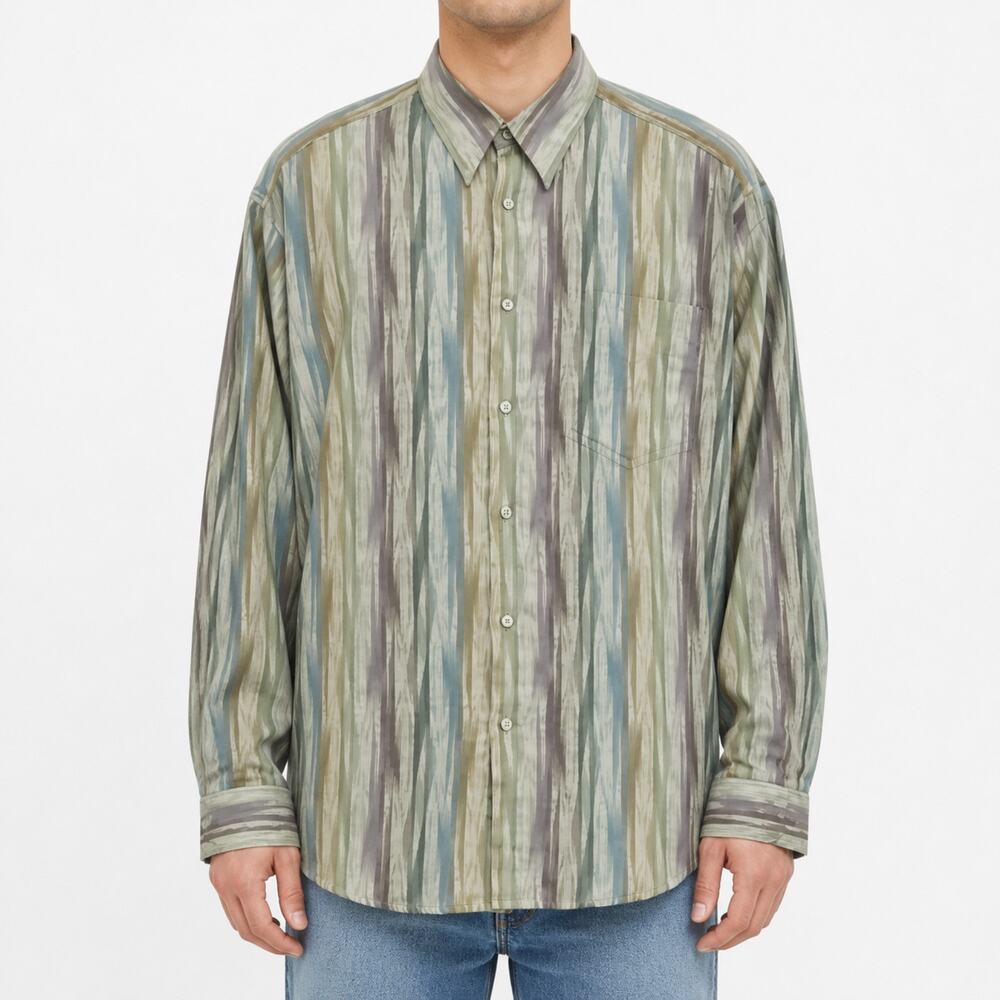 Vintage Jhane Barnes Shirt Mens Large Multicolor Stripe Fabric Cotton 90s
